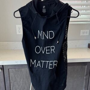 Soho Black Sleeveless Hoodie with 'MIND OVER MATTER' Print